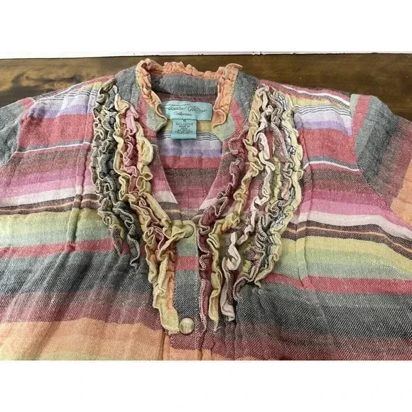 Tasha Polizzi Southwestern Ruffled Pearl Snap Western Shirt Size Small - Picture 2 of 9